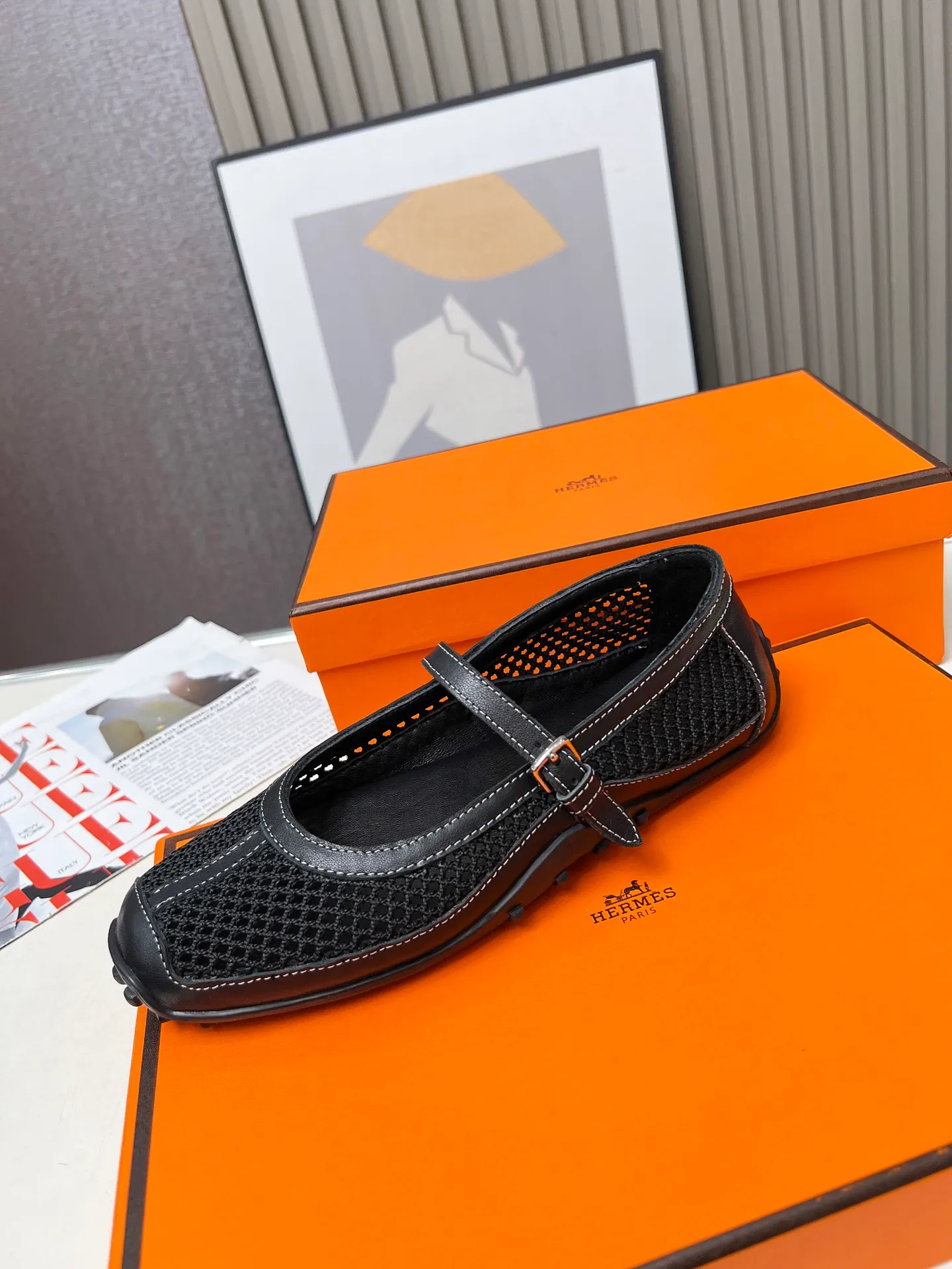 👟👟Ex-factory price 480👟👟Hermes New model! Original development, top layer cowhide! New crafting grid! In sheepskin, sheepskin padding! 35-41 yards